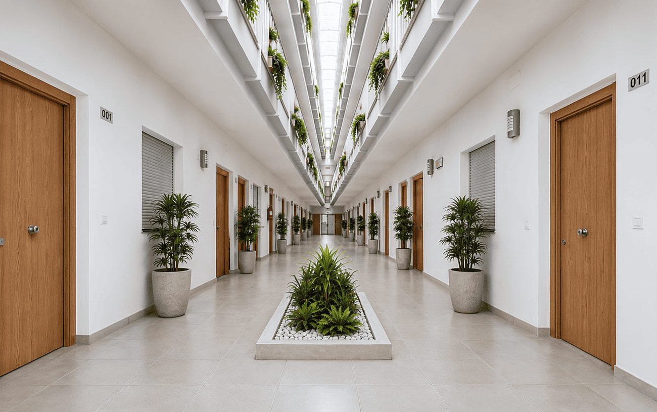 Pasillo interior del edificio